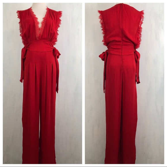 Free People Pants - Free People CEM Red V-neck Jumpsuit 0